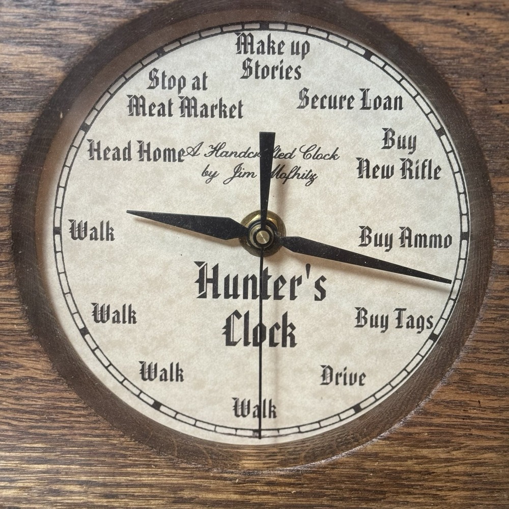 Handcrafted Hunter's Clock by Jim Mofhitz Wood Frame 8x8 Novelty Wall Clock Wrks